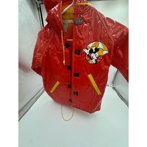 Vintage Disney  Mickey Mouse Kids Hooded Raincoat Toddler 3T Heavy Duty Insulate